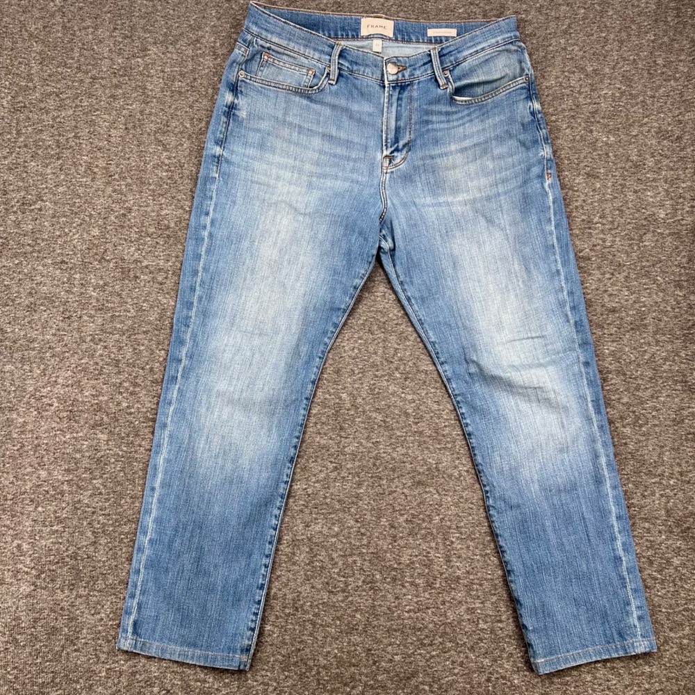 FRAME L'Homme Athletic Straight Leg Jeans Medium Wash Blue Size 33 Mens‎ Denim